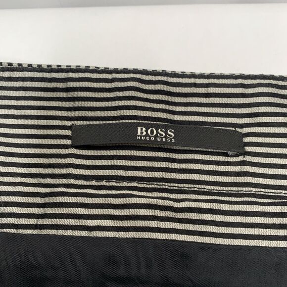 Hugo Boss Skirt Size 4 Mini Gray Black Stripped Pleated Y2K silk cotton blend - Picture 6 of 15